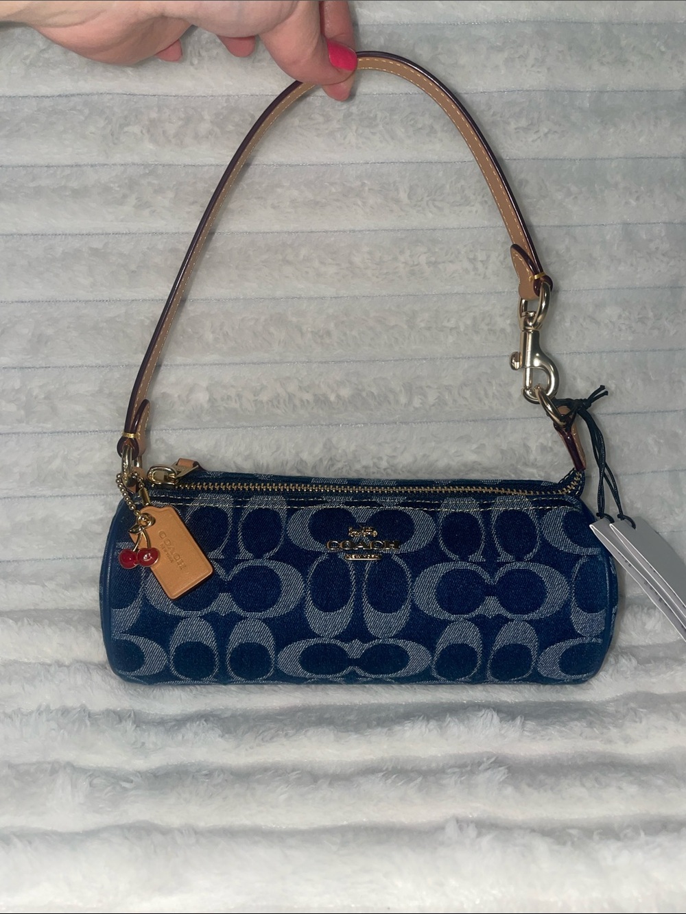 NWT Coach Nolita Barrel Denim Signature